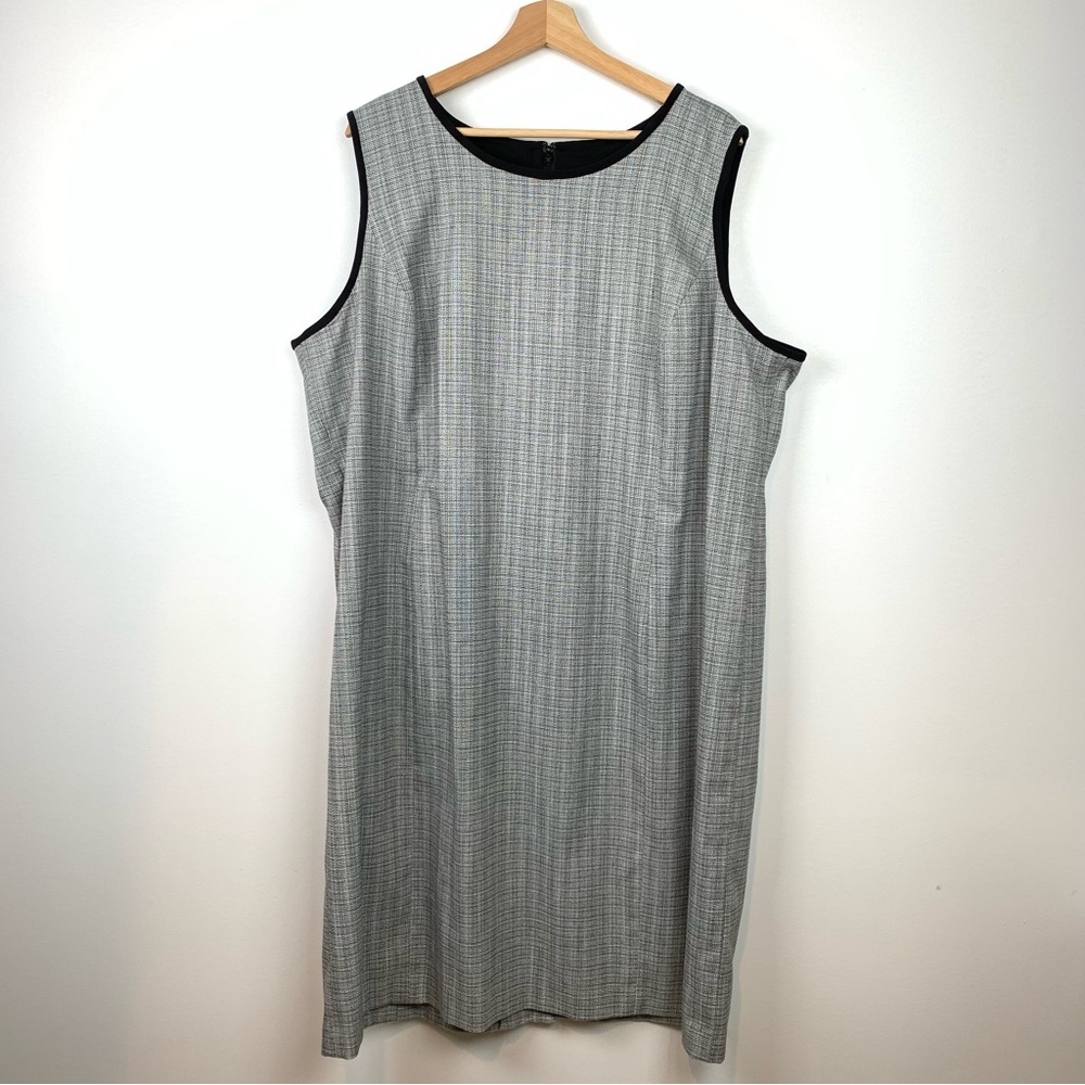 Talbots Dress Plus Size 22W Black White Tweed Lined Sleeveless Office Elegant